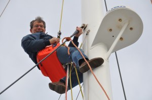 Lucky he likes it up there. Me/ Not so much!