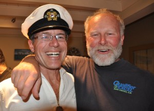 Wood Artist Stine and Captain Eric wearing my dad's commodore hat from CRYC.